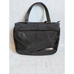 Classic Black Collection Tote Bag Faux Leather, Zipper Pockets PVC Medium